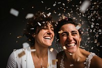 Wedding bride cheerful laughing. 