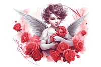 Rose drawing flower angel. AI generated Image by rawpixel.
