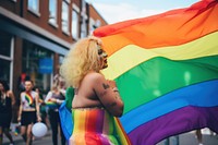 Rainbow parade adult flag. AI generated Image by rawpixel.