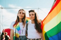 Rainbow adult flag togetherness. 