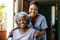 Nurse smile wheelchair female. 