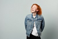 Shouting laughing smiling jacket. AI generated Image by rawpixel.