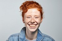 Portrait laughing freckle smiling. 