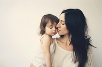 Portrait kissing child adult. AI generated Image by rawpixel.