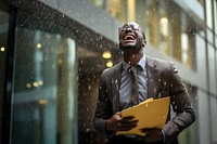 Standing office adult rain. 