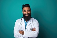 Doctor adult beard smile. 