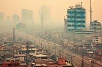 Pollution city architecture metropolis. AI generated Image by rawpixel.