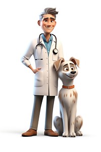 A veterinarian checking a senior man health cartoon doctor white background. AI generated Image by rawpixel.