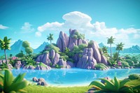 Island outdoors landscape cartoon. AI generated Image by rawpixel.