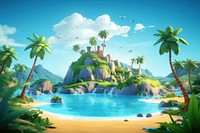 Island outdoors landscape cartoon. AI generated Image by rawpixel.