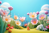 Spring flowers outdoors cartoon nature. AI generated Image by rawpixel.