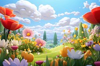 Spring flowers backgrounds landscape outdoors. AI generated Image by rawpixel.