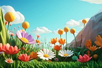 Spring flowers landscape grassland outdoors. AI generated Image by rawpixel.