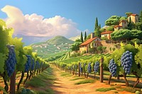 Vineyard landscape outdoors village. 