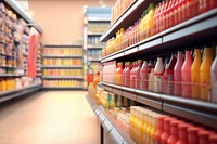 Shelf supermarket beverage arrangement. 