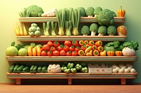Shelf supermarket vegetable plant. AI generated Image by rawpixel.
