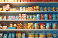 Shelf market supermarket pantry. 