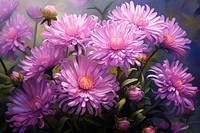 Aster painting blossom flower. 