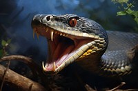 Snake reptile animal aggression. AI generated Image by rawpixel.