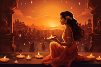 Candle diwali adult contemplation. AI generated Image by rawpixel.