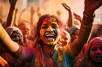 Holi festival togetherness performance. AI generated Image by rawpixel.