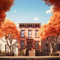 Autumn architecture building house. AI generated Image by rawpixel.