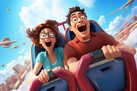 Adult joy amusement park togetherness. AI generated Image by rawpixel.