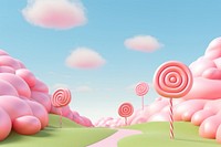 Lollipop landscape cartoon candy. AI generated Image by rawpixel.