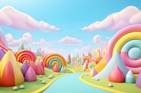 Candy landscape outdoors rainbow. 