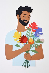 Flower portrait smiling holding. AI generated Image by rawpixel.