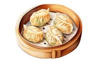 Dumpling food xiaolongbao chopsticks, digital paint illustration.