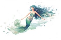 Mermaid, digital paint illustration. AI generated image