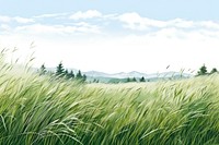 Grass landscape grassland outdoors, digital paint illustration. 