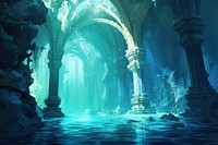 Architecture crypt water cave. AI generated Image by rawpixel.