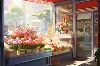 Flower window plant shop. 