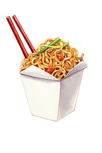 Noodle food, digital paint illustration. AI generated image