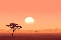 Savanna sunset landscape grassland. 