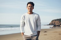 Outdoors t-shirt beach smile. AI generated Image by rawpixel.