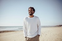 Outdoors beach adult happy. AI generated Image by rawpixel.