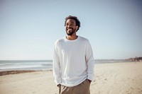 Outdoors beach adult happy. 