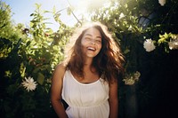 Outdoors laughing portrait nature. 