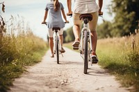 People riding bicycle. 