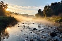 River land landscape sunlight. 