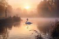 Swan landscape outdoors nature. AI generated Image by rawpixel.