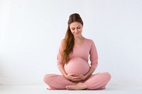 Yoga meditating pregnant sitting. 