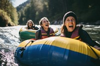 Lifejacket laughing vehicle tubing. 