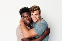 Hugging adult men white background. AI generated Image by rawpixel.