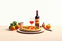 Food dinner bottle pizza. AI generated Image by rawpixel.