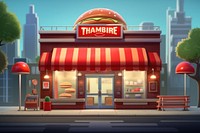 Restaurant cartoon city food. AI generated Image by rawpixel.