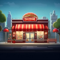 Restaurant cartoon city shop. AI generated Image by rawpixel.